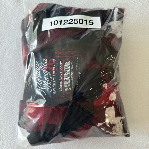 American Heritage Shirt Mens XL Red Plaid Paint Splatter Roll Tab Long Sleeve - Picture 15 of 15